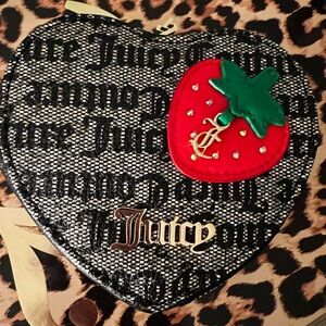 Juicy Couture Black Wristlet with Gold Strawberry Accent baddie duo!